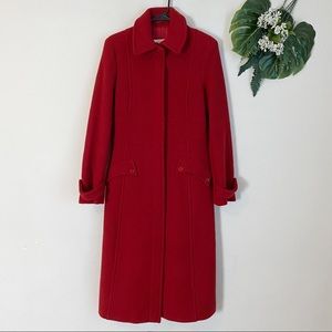 Max Mara Red Trench Wool Blend Coat size 8